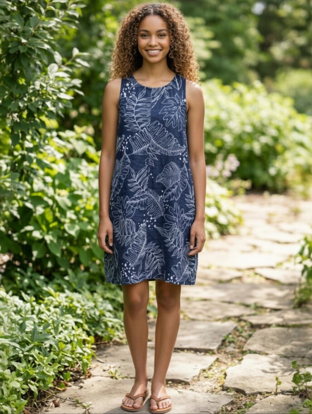 RW&Co. Linen Blend Floral Sleeveless Shift Dress